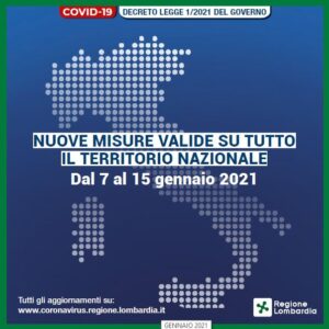Coronavirus – nuove misure valide dal 7 al 15 gennaio 2021